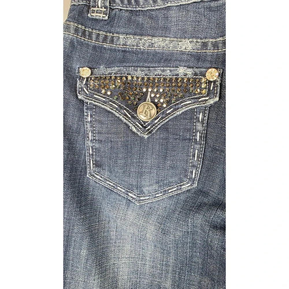Rock and Roll Cowgirl Jeans Womens Size 27x34 Blue Dark Wash Mid Rise Bootcut
